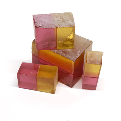 Nanosital Simulated Bi-Color Lab Created Faceting Rough for Gem Cutting - Kunzite-Intense Yellow - Various Sizes #BEGIN