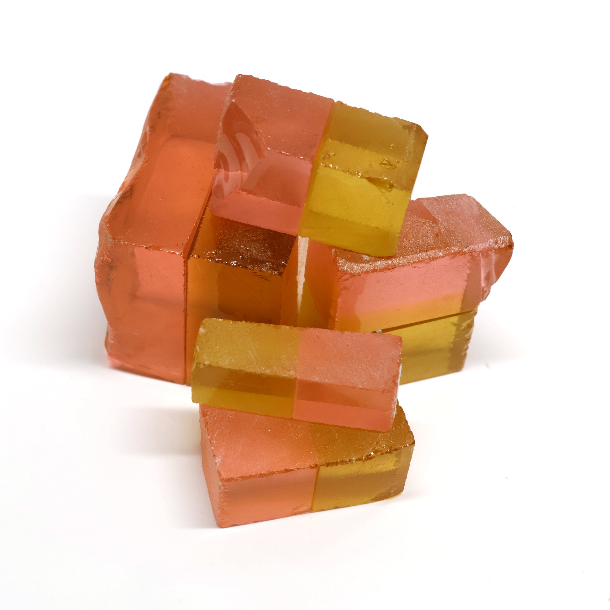 Nanosital Simulated Bi-Color Lab Created Faceting Rough for Gem Cutting - Intense Yellow-Pink - Various Sizes #BEGIN