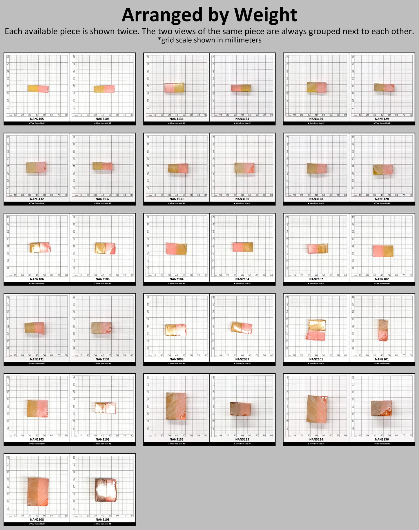 Nanosital Simulated Bi-Color Lab Created Faceting Rough for Gem Cutting - Intense Yellow-Pink - Various Sizes #BEGIN