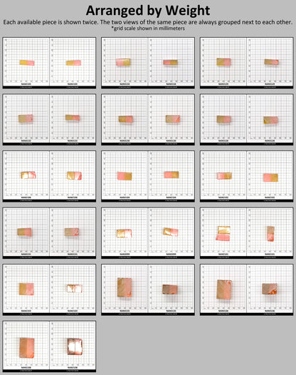 Nanosital Simulated Bi-Color Lab Created Faceting Rough for Gem Cutting - Intense Yellow-Pink - Various Sizes #BEGIN