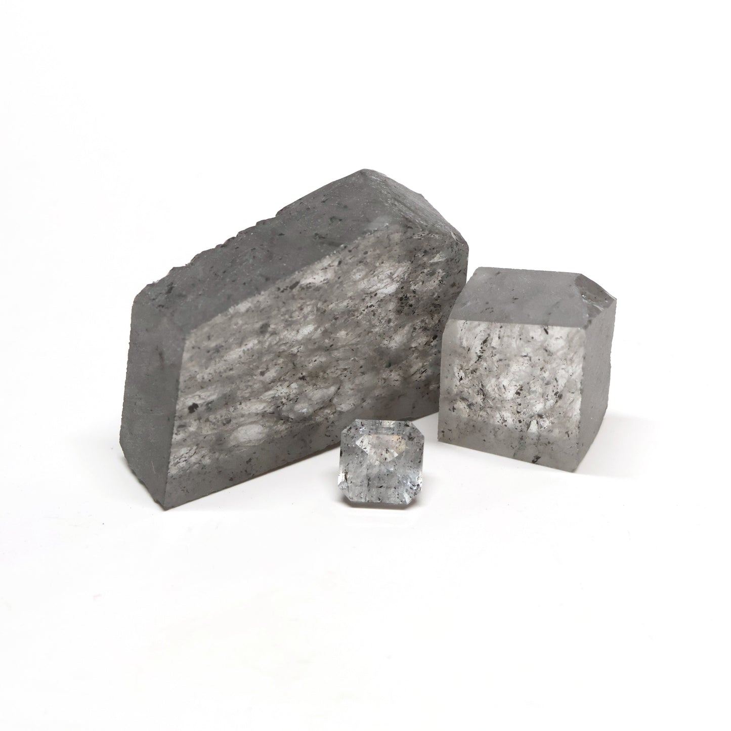 Nanosital Simulated Salt and Pepper Diamond Lab Created Faceting Rough for Gem Cutting - #Z-1345 - Various Sizes #BEGIN