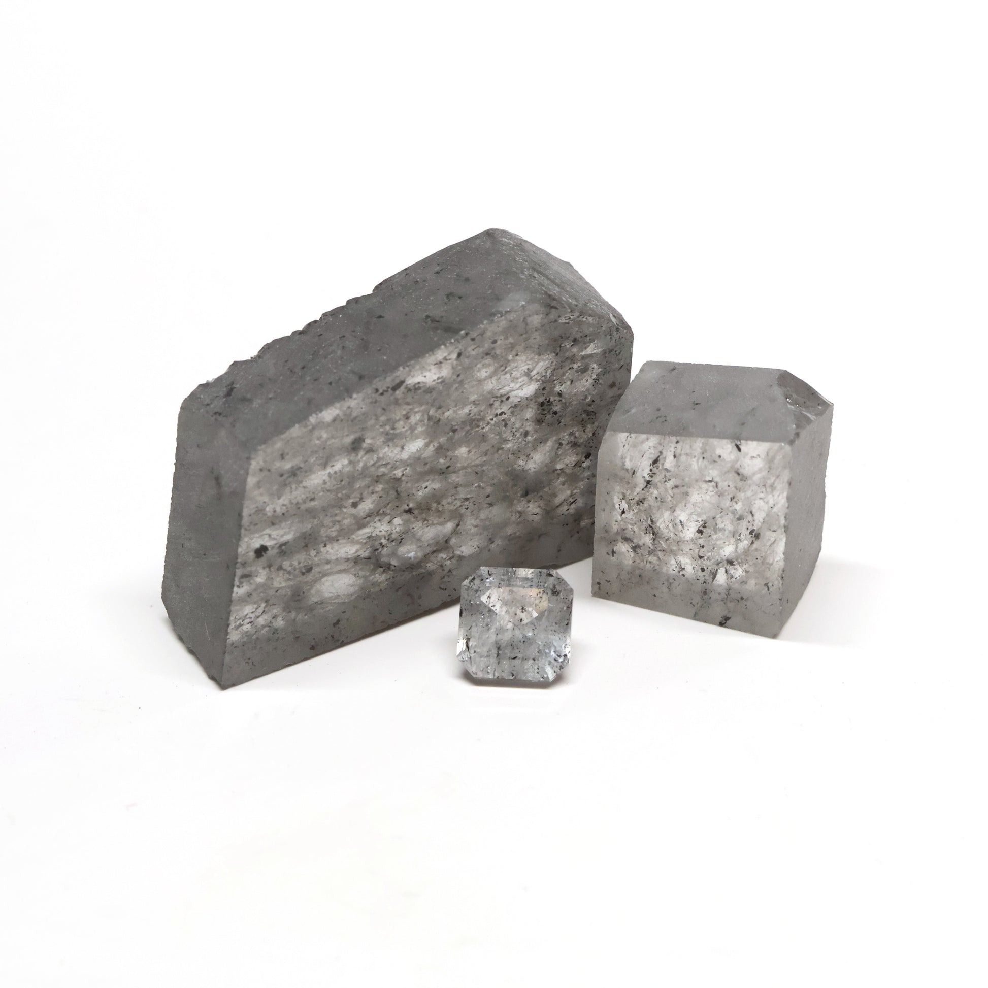 Nanosital Simulated Salt and Pepper Diamond Lab Created Faceting Rough for Gem Cutting - #Z-1345 - Various Sizes #BEGIN