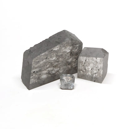 Nanosital Simulated Salt and Pepper Diamond Lab Created Faceting Rough for Gem Cutting - #Z-1345 - Various Sizes #BEGIN