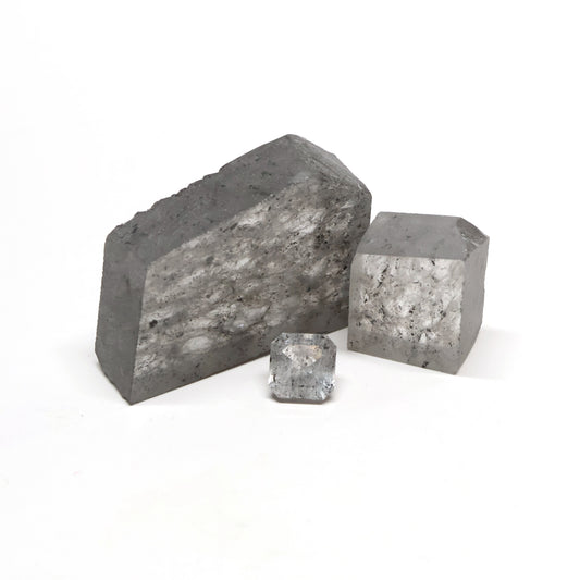 Nanosital Simulated Salt and Pepper Diamond Lab Created Faceting Rough for Gem Cutting - #Z-1345 - Various Sizes #BEGIN
