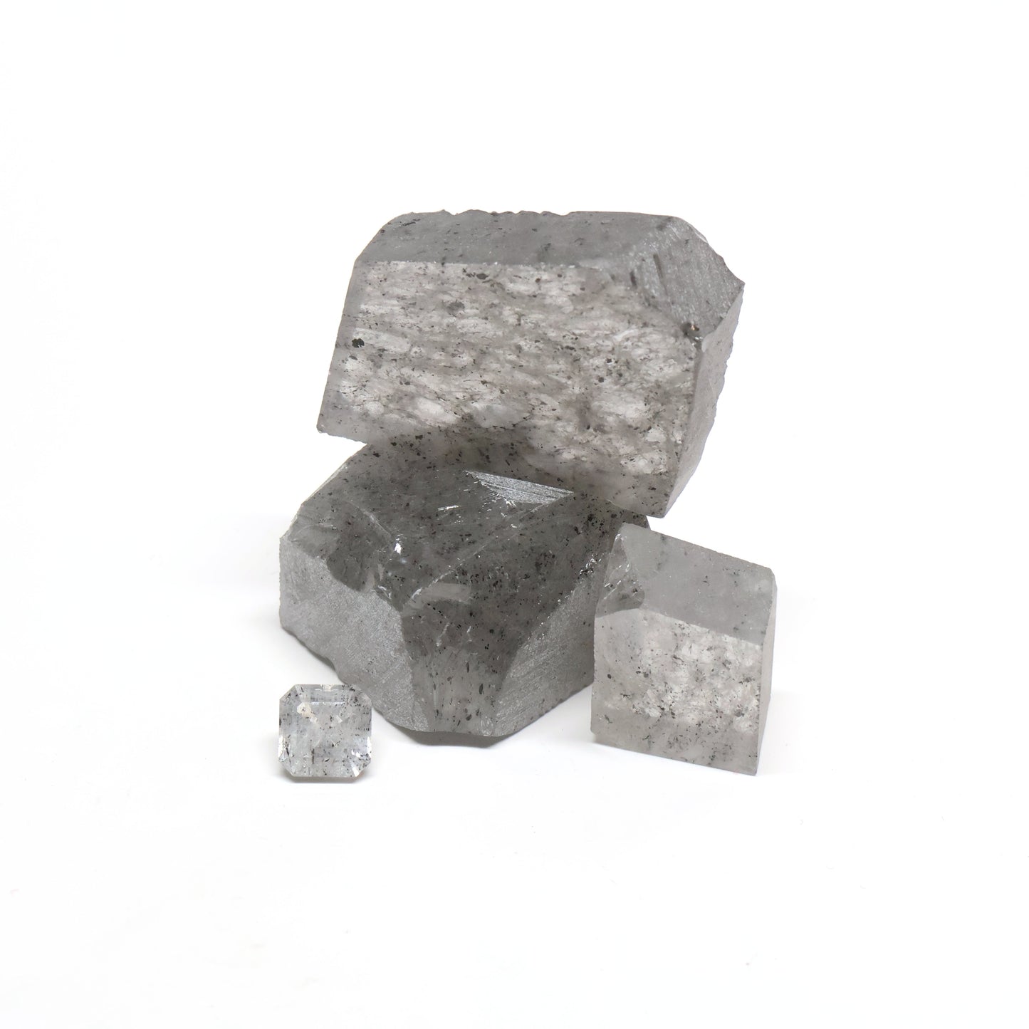 Nanosital Simulated Salt and Pepper Diamond Lab Created Faceting Rough for Gem Cutting - #Z-1345 - Various Sizes #BEGIN