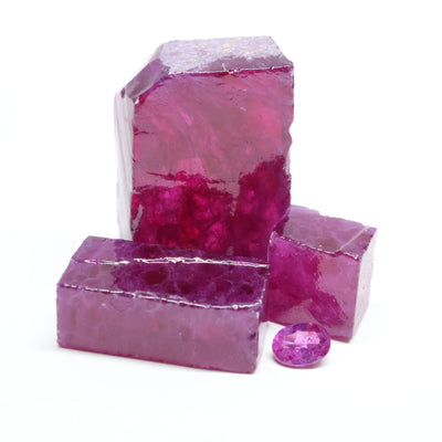 Nanosital Simulated Fuchsia Tourmaline (Included) Lab Created Faceting Rough for Gem Cutting - #Z-250 - Various Sizes #BEGIN