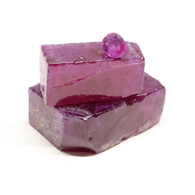Nanosital Simulated Fuchsia Tourmaline (Included) Lab Created Faceting Rough for Gem Cutting - #Z-250 - Various Sizes #BEGIN