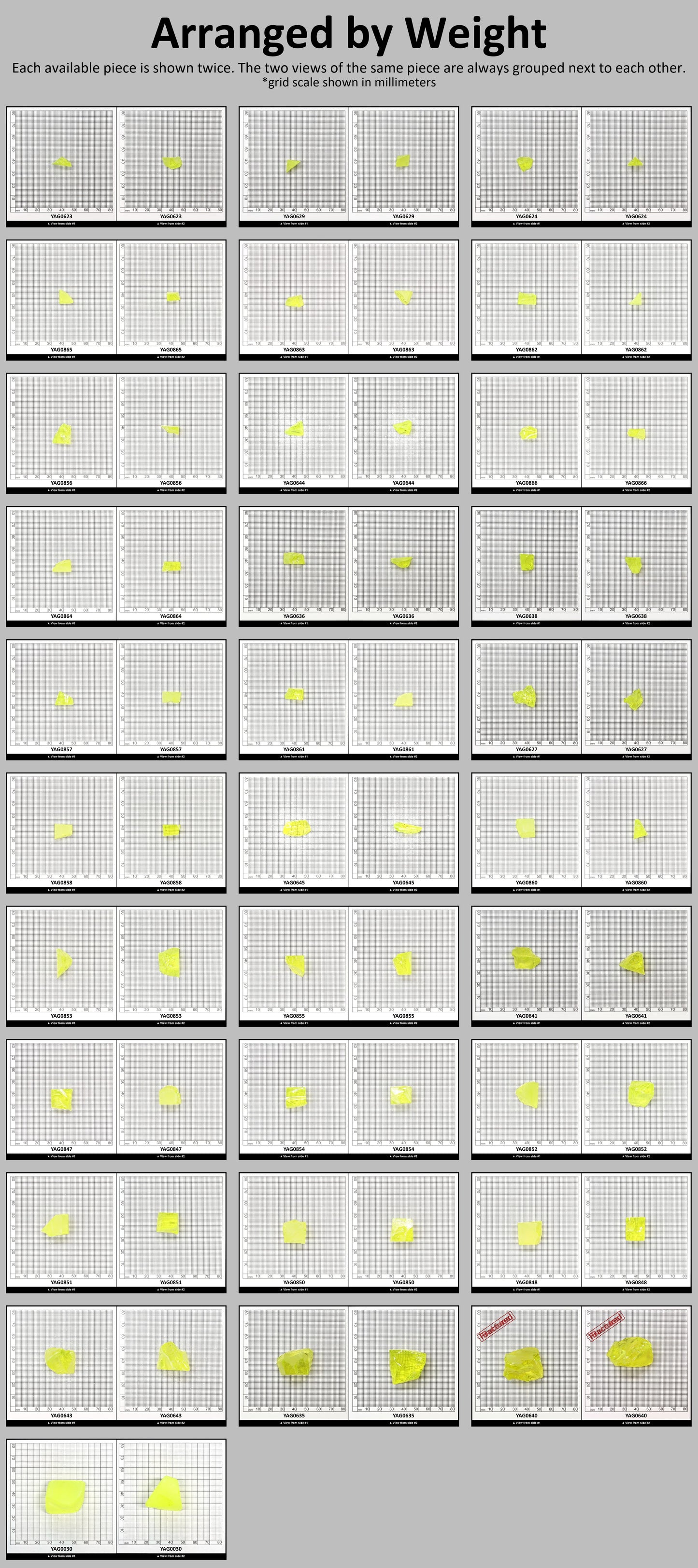Neon Yellow YAG Faceting Rough for Gem Cutting - Various Sizes #BEGIN