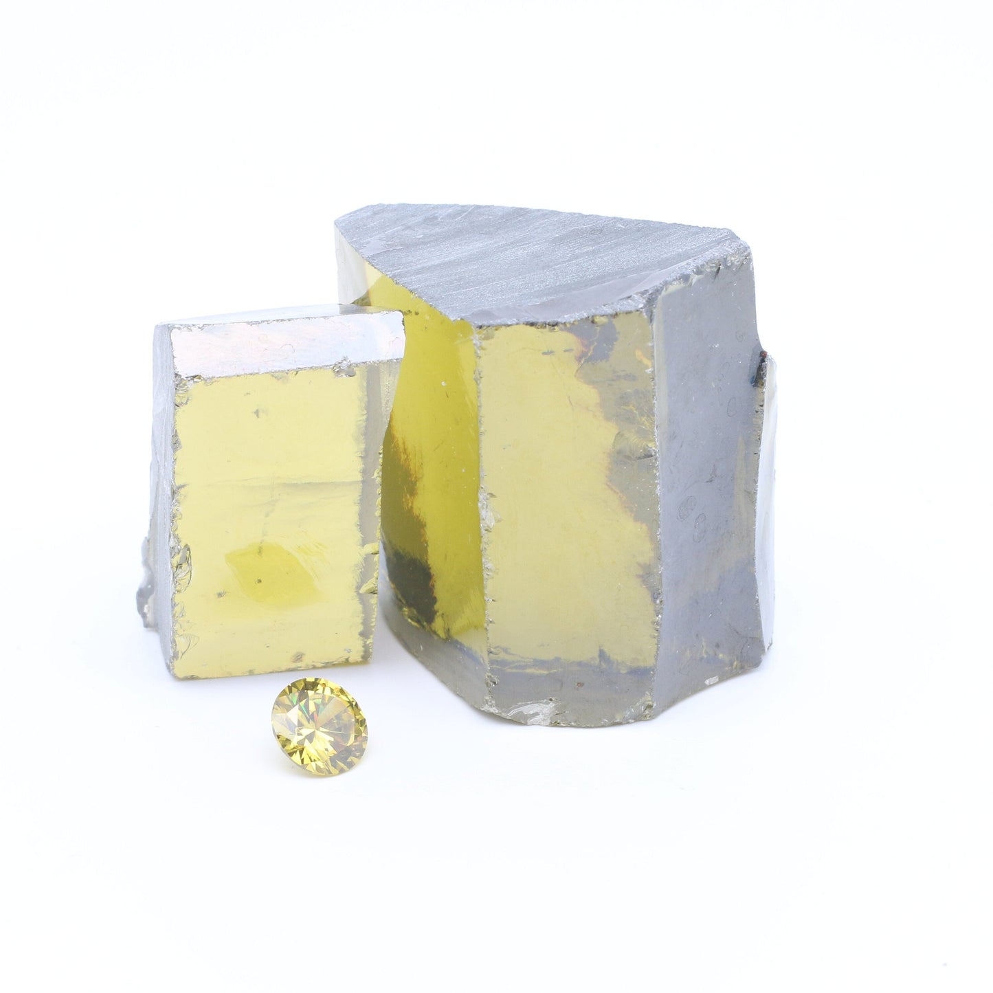 Olive Cubic Zirconia Faceting Rough for Gem Cutting - Various Sizes #BEGIN