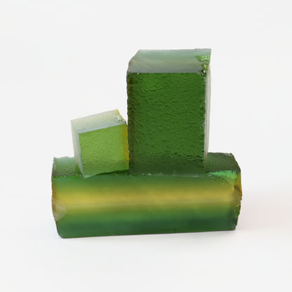 Olive Green Hydrothermal Synthetic Quartz - Lab Created Faceting Rough : #BEGIN