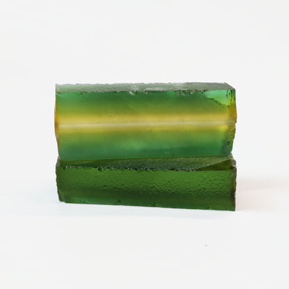 Olive Green Hydrothermal Synthetic Quartz - Lab Created Faceting Rough : #BEGIN