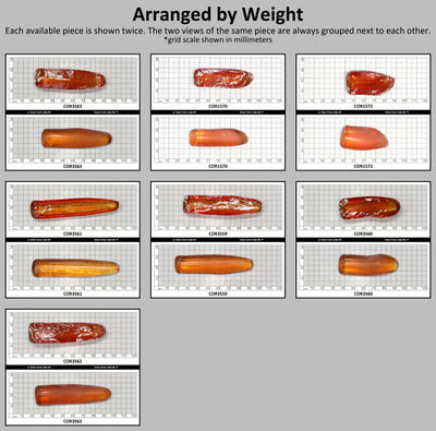 Orange #22 Lab Created Corundum Faceting Rough for Gem Cutting - Various Sizes - Split Boule : #BEGIN