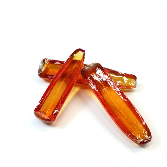 Orange #22SP Lab Created Corundum Faceting Rough for Gem Cutting - Various Sizes - Split Boule #BEGIN