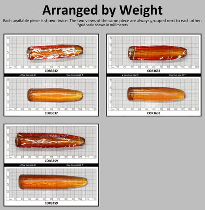 Orange #22SP Lab Created Corundum Faceting Rough for Gem Cutting - Various Sizes - Split Boule : #BEGIN