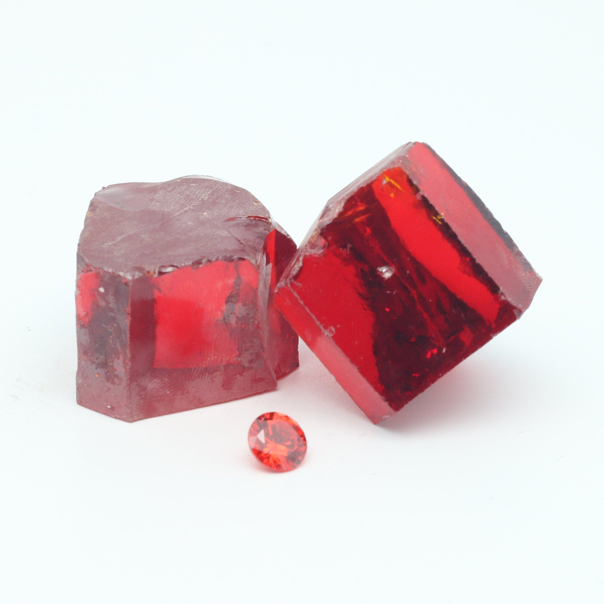Orange Cubic Zirconia Faceting Rough for Gem Cutting - Various Sizes #BEGIN