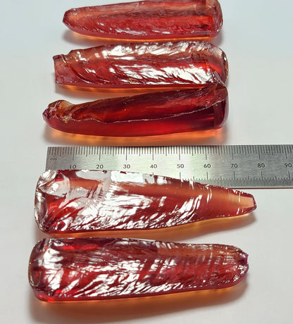 Padparadscha #55 Lab Created Corundum Sapphire Faceting Rough for Gem Cutting - Various Sizes - Split Boule #BEGIN
