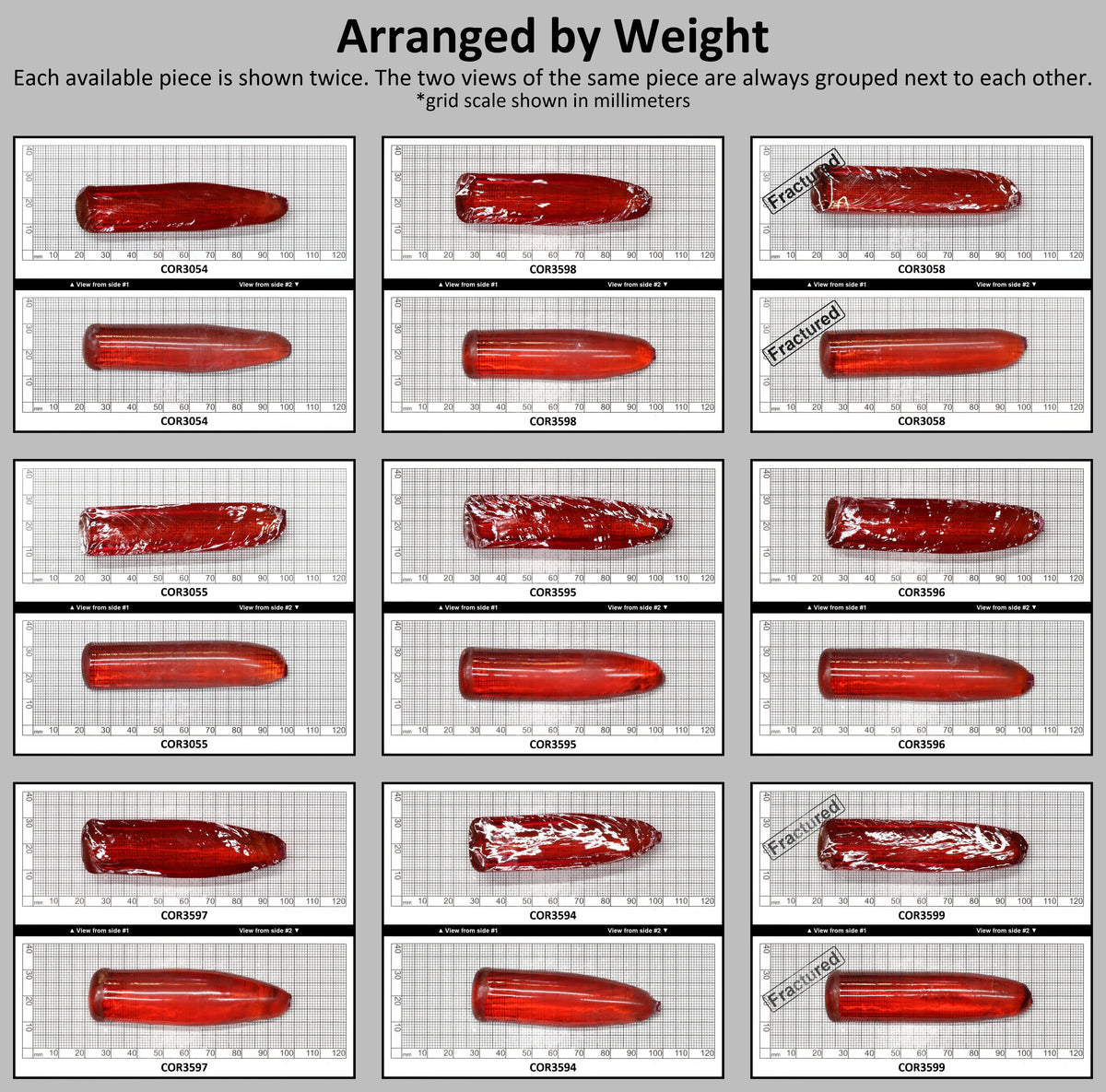 Padparadscha #55SP Lab Created Corundum Sapphire Faceting Rough for Gem Cutting - Various Sizes - Split Boule : #BEGIN