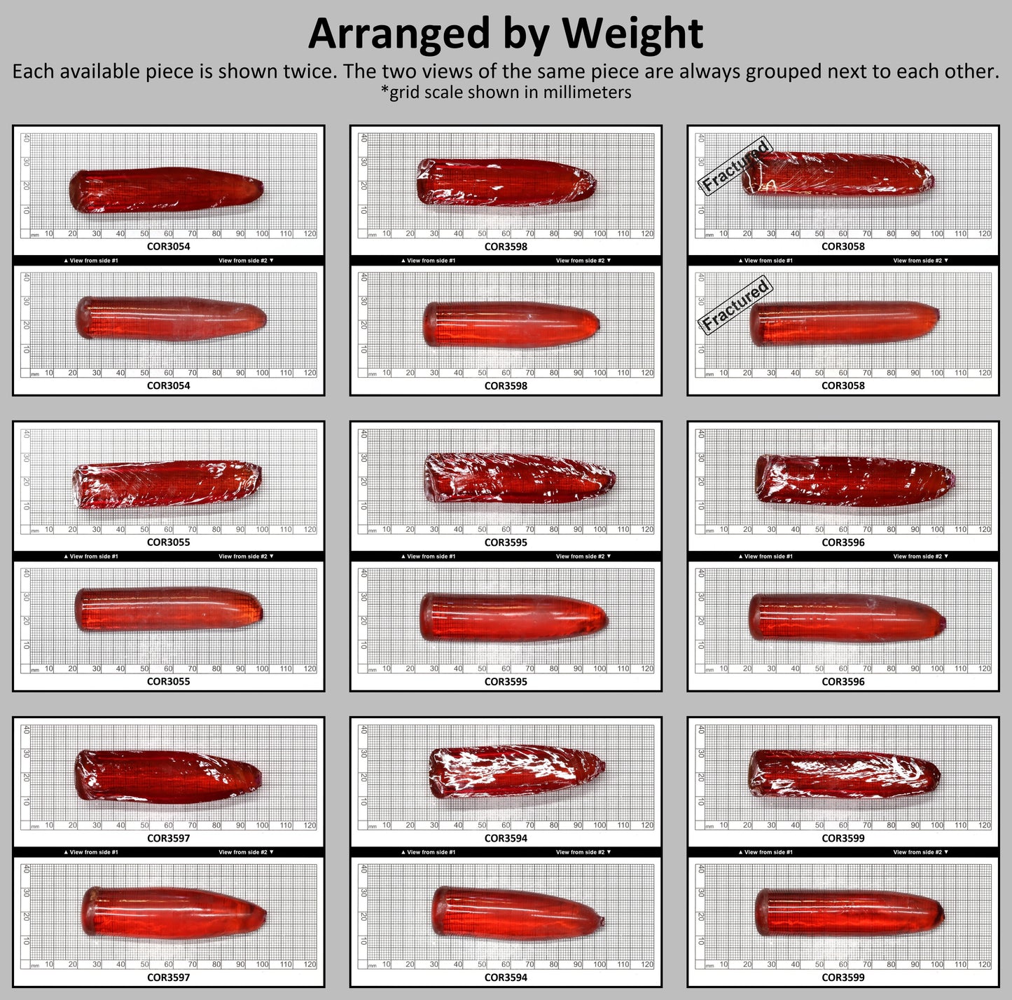 Padparadscha #55SP Lab Created Corundum Sapphire Faceting Rough for Gem Cutting - Various Sizes - Split Boule : #BEGIN