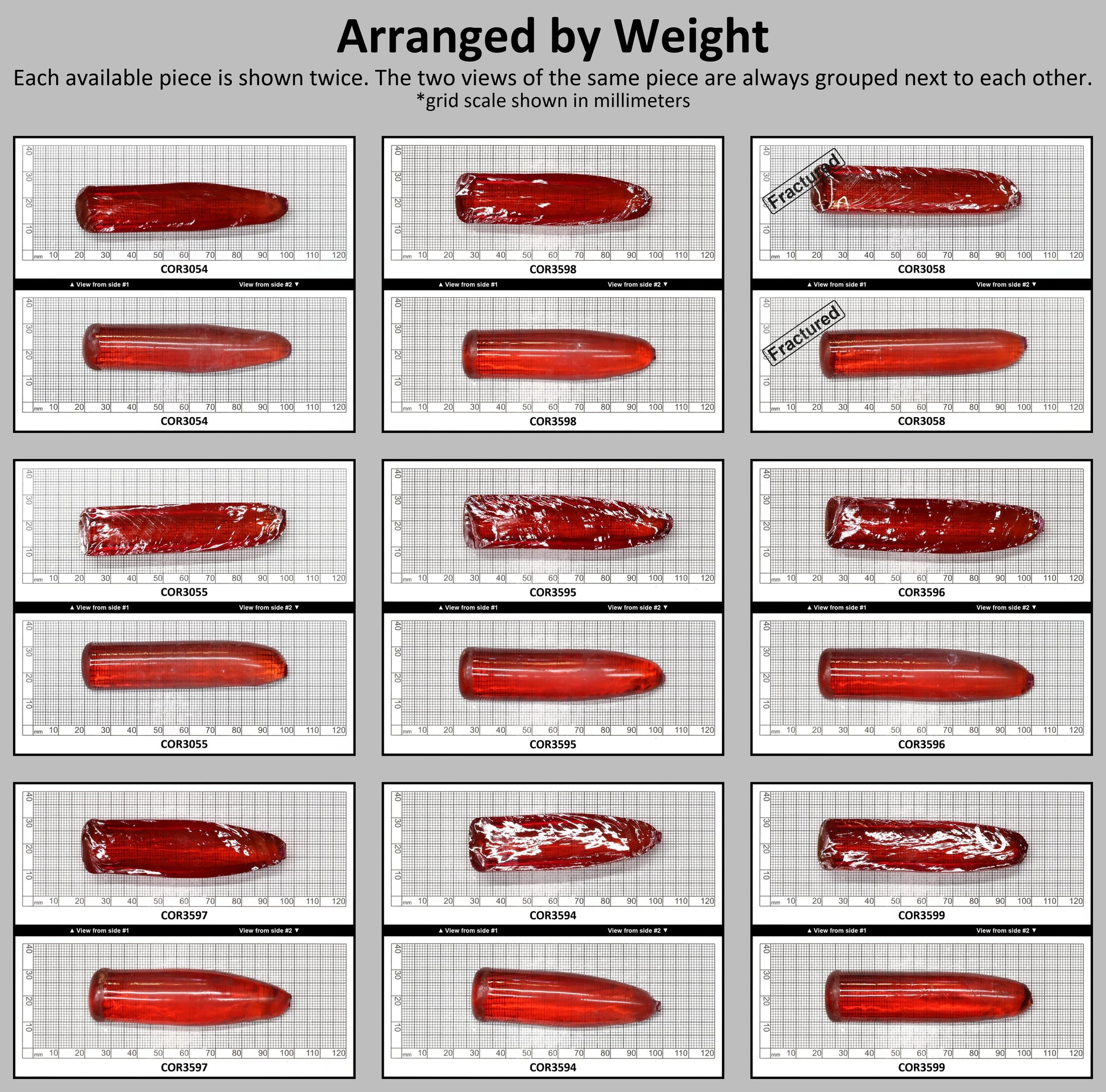 Padparadscha #55SP Lab Created Corundum Sapphire Faceting Rough for Gem Cutting - Various Sizes - Split Boule : #BEGIN