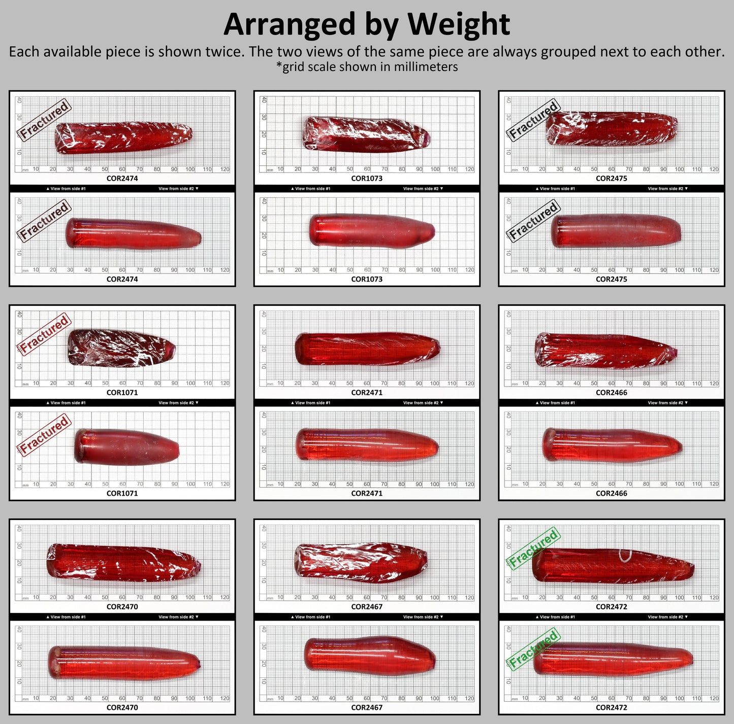 Padparadscha #57 Lab Created Corundum Sapphire Faceting Rough for Gem Cutting - Various Sizes - Split Boule #BEGIN