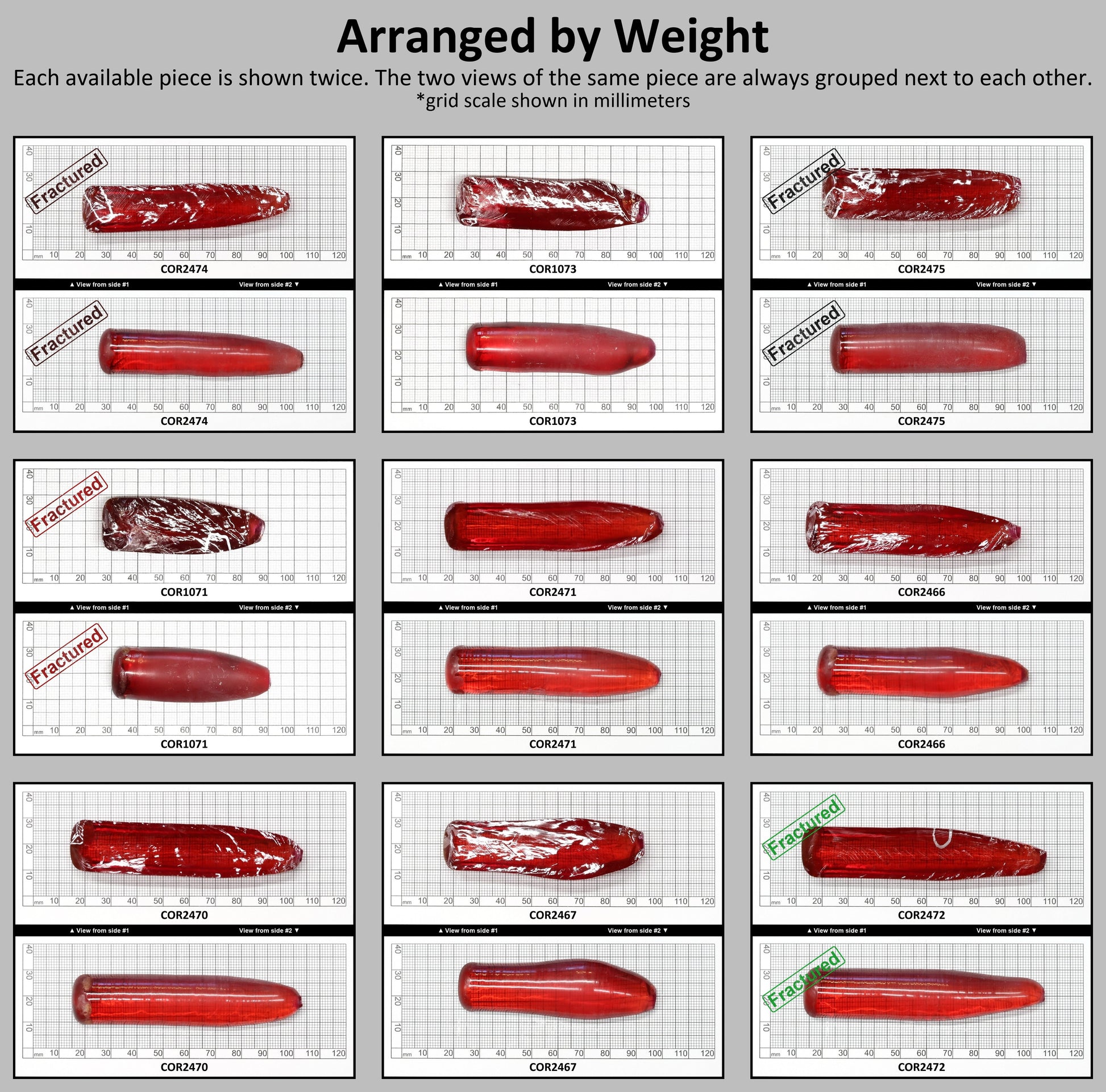 Padparadscha #57 Lab Created Corundum Sapphire Faceting Rough for Gem Cutting - Various Sizes - Split Boule #BEGIN