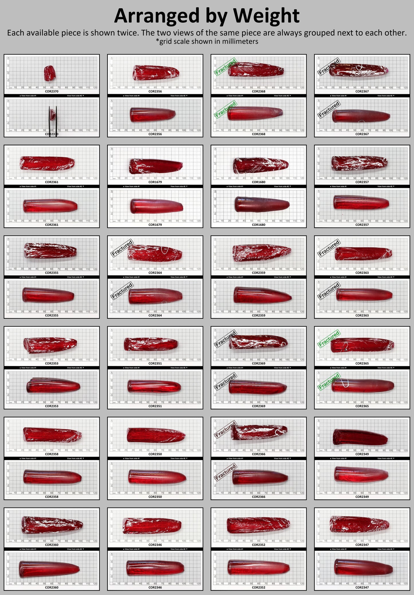 Padparadscha Red #59 Lab Created Corundum Sapphire Faceting Rough for Gem Cutting - Various Sizes - Split Boule #BEGIN