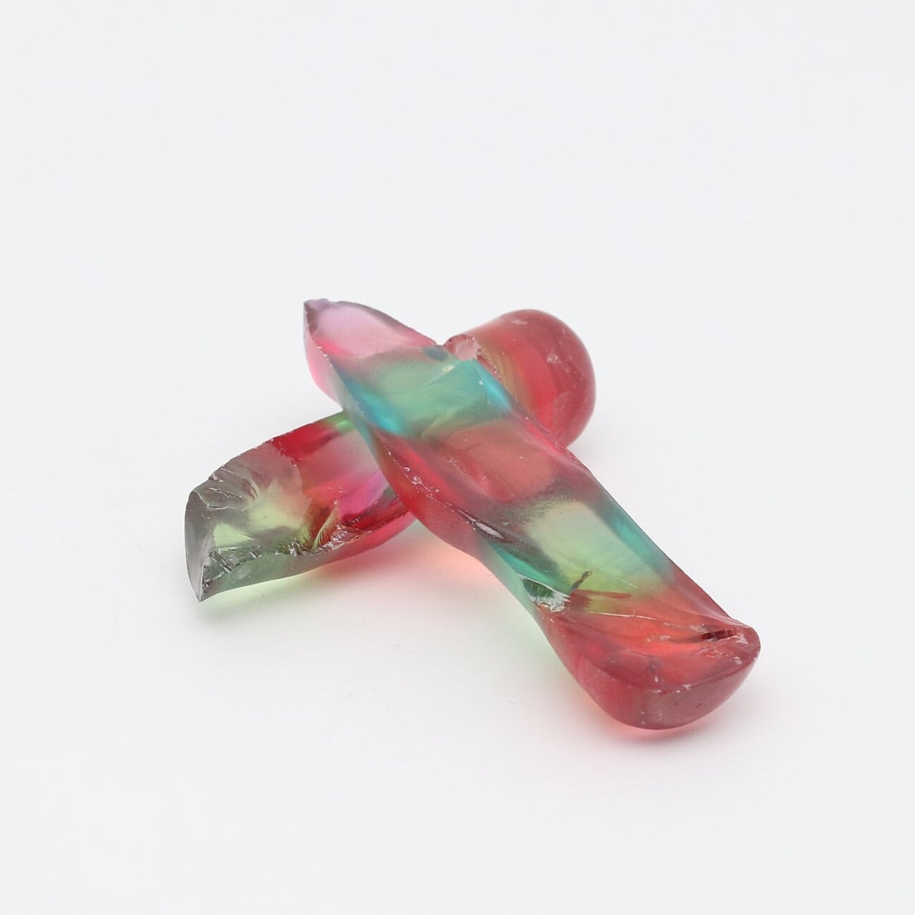 Padparadscha/Green Bi-Color Lab Created Corundum Sapphire Faceting Rough for Gem Cutting - Various Sizes - Split Boule #BEGIN