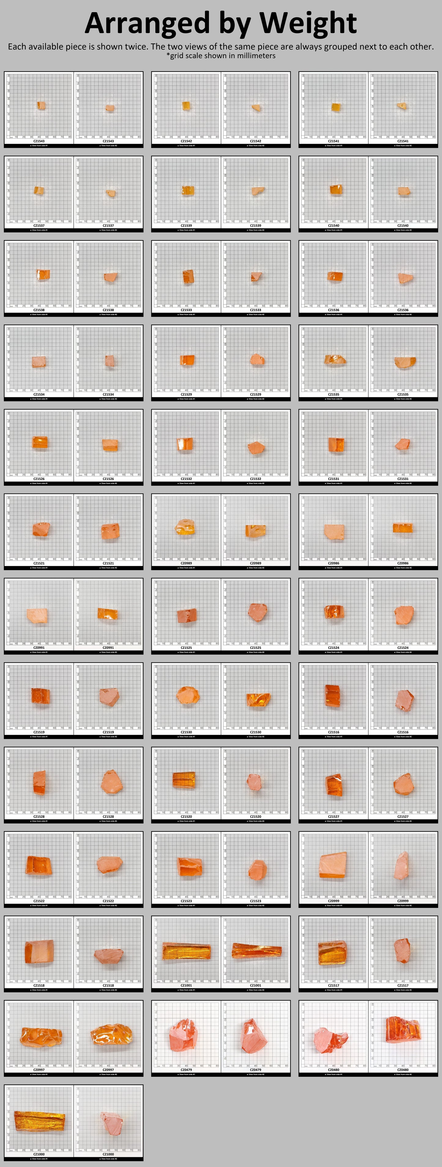 Papaya Cubic Zirconia Faceting Rough for Gem Cutting - Various Sizes #BEGIN