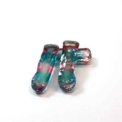 Paraiba/Sunrise Bi-Color #P/#16 Lab Created Corundum Sapphire Faceting Rough : #BEGIN