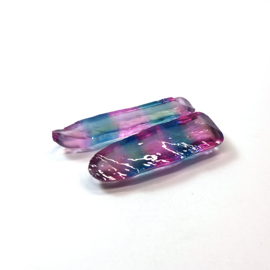 Paraiba/Peach Bi-Color #P/#18 Lab Created Corundum Sapphire Faceting Rough : #BEGIN