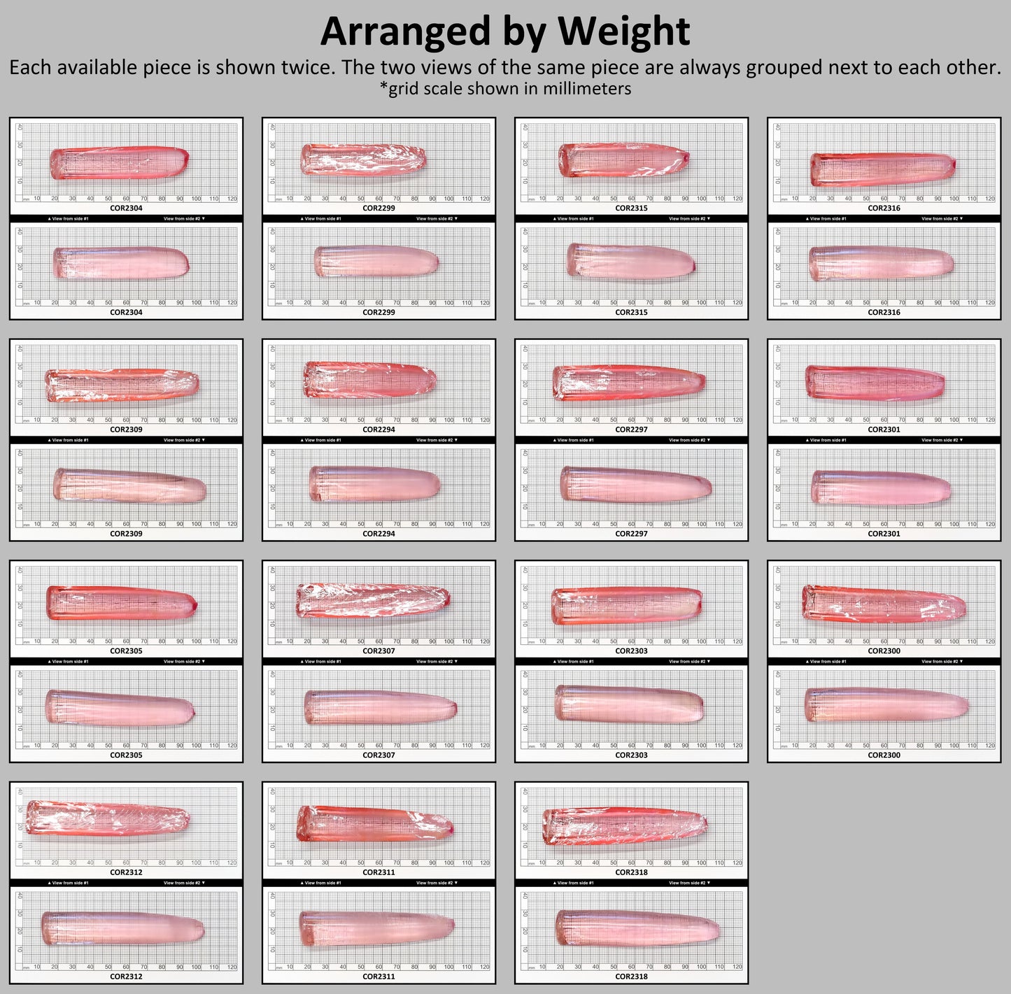Peach Morganite #18 Lab Created Corundum Sapphire Faceting Rough for Gem Cutting - Various Sizes - Split Boule #BEGIN