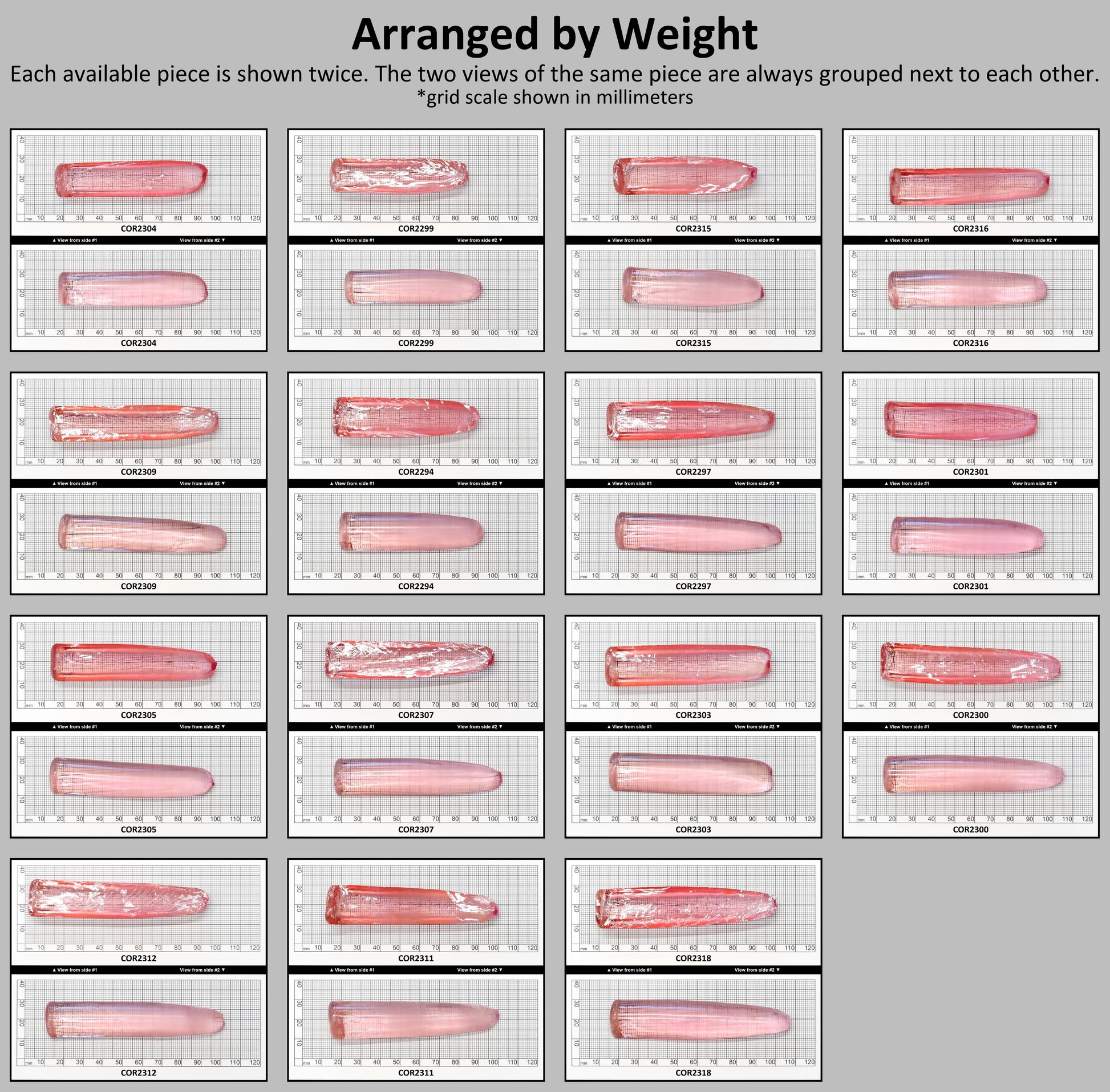 Peach Morganite #18 Lab Created Corundum Sapphire Faceting Rough for Gem Cutting - Various Sizes - Split Boule #BEGIN