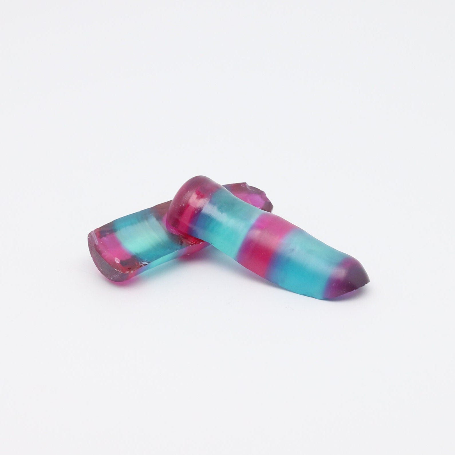 Pink/Paraiba Bi-Color Lab Created Corundum Sapphire Faceting Rough for Gem Cutting - Various Sizes - Split Boule #BEGIN