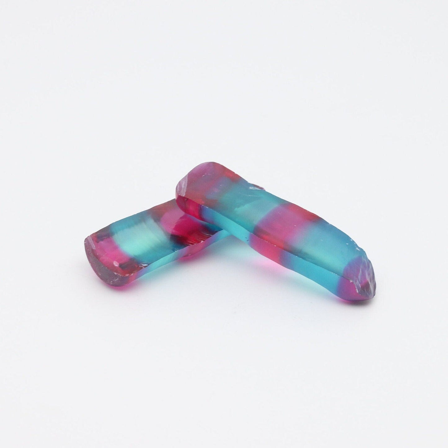 Pink/Paraiba Bi-Color Lab Created Corundum Sapphire Faceting Rough for Gem Cutting - Various Sizes - Split Boule #BEGIN