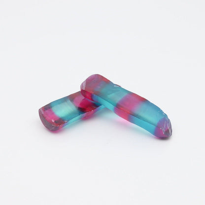 Pink/Paraiba Bi-Color Lab Created Corundum Sapphire Faceting Rough for Gem Cutting - Various Sizes - Split Boule #BEGIN