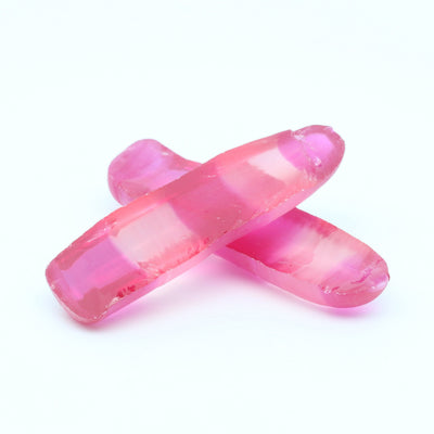 Pink/Peach Bi-Color Lab Created Corundum Sapphire Faceting Rough for Gem Cutting - Various Sizes - Split Boule #BEGIN
