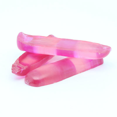 Pink/Peach Bi-Color Lab Created Corundum Sapphire Faceting Rough for Gem Cutting - Various Sizes - Split Boule #BEGIN