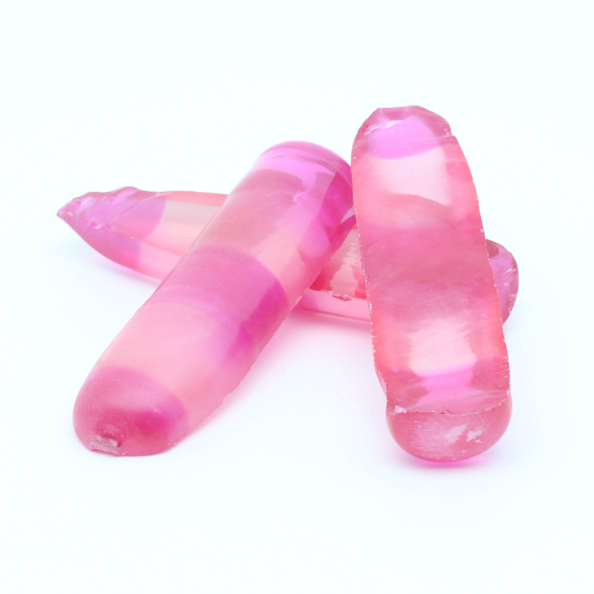 Pink/Peach Bi-Color Lab Created Corundum Sapphire Faceting Rough for Gem Cutting - Various Sizes - Split Boule #BEGIN