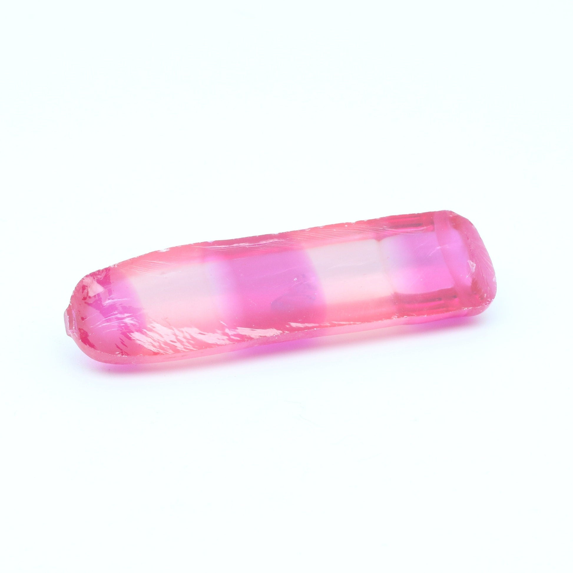 Pink/Peach Bi-Color Lab Created Corundum Sapphire Faceting Rough for Gem Cutting - Various Sizes - Split Boule #BEGIN