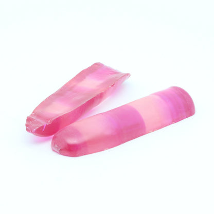Pink/Peach Bi-Color Lab Created Corundum Sapphire Faceting Rough for Gem Cutting - Various Sizes - Split Boule #BEGIN