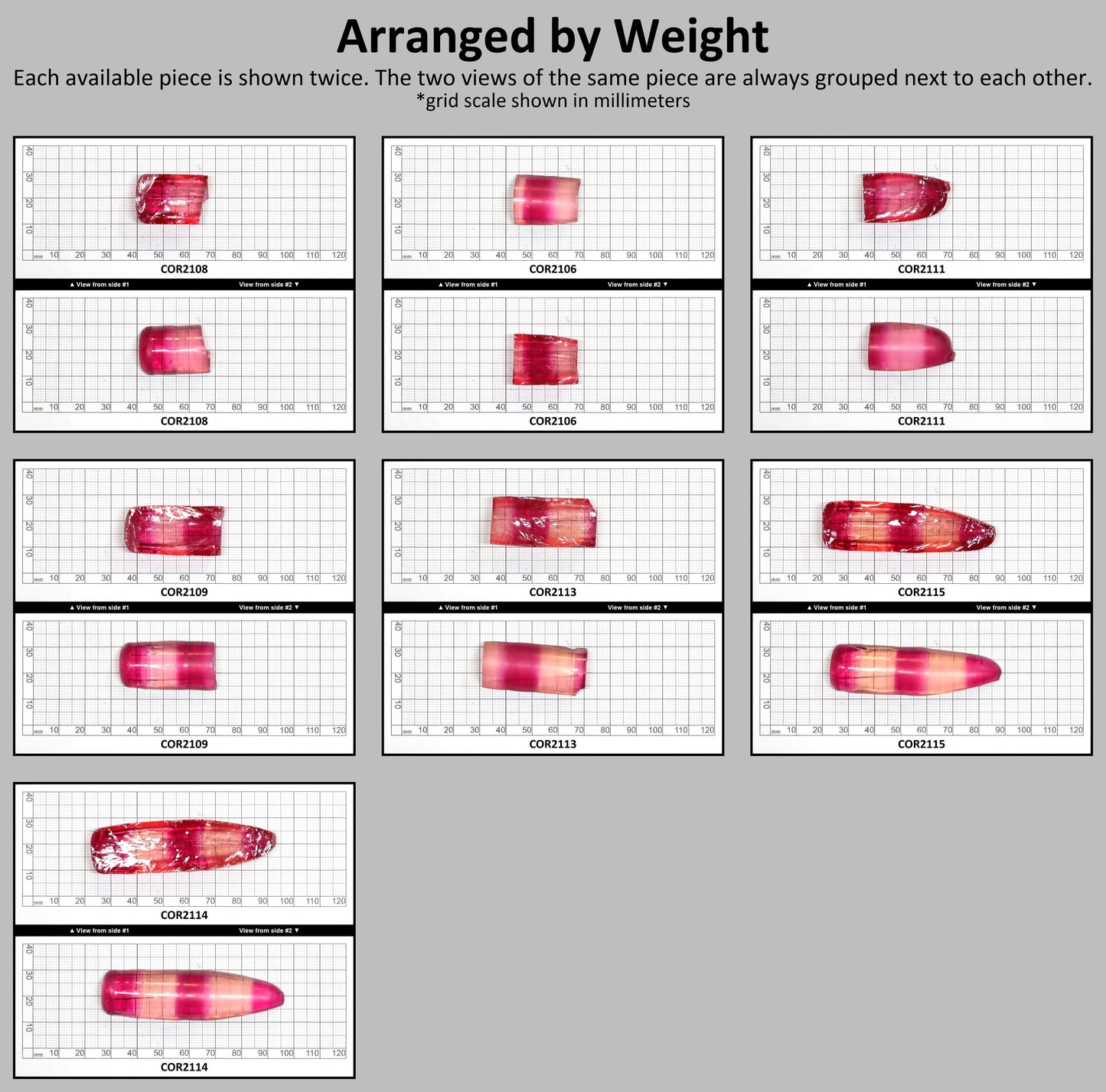 Pink/Peach Bi-Color Lab Created Corundum Sapphire Faceting Rough for Gem Cutting - Various Sizes - Split Boule #BEGIN