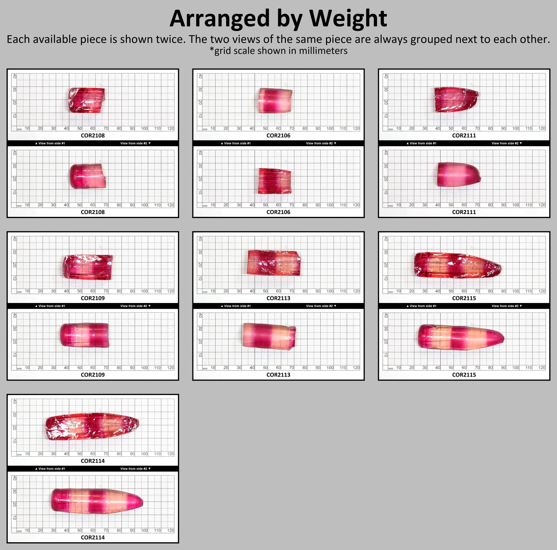 Pink/Peach Bi-Color Lab Created Corundum Sapphire Faceting Rough for Gem Cutting - Various Sizes - Split Boule #BEGIN