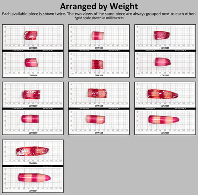 Pink/Peach Bi-Color Lab Created Corundum Sapphire Faceting Rough for Gem Cutting - Various Sizes - Split Boule #BEGIN