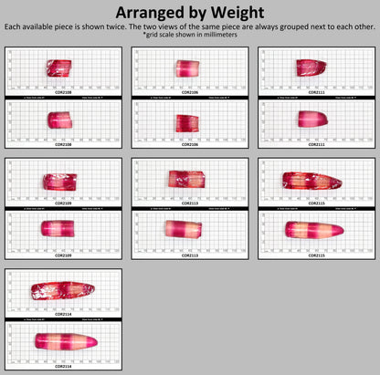 Pink/Peach Bi-Color Lab Created Corundum Sapphire Faceting Rough for Gem Cutting - Various Sizes - Split Boule #BEGIN