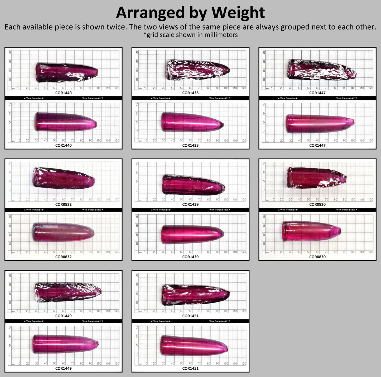 Purple #65 Lab Created Corundum Sapphire Faceting Rough for Gem Cutting - Various Sizes - Split Boule #BEGIN