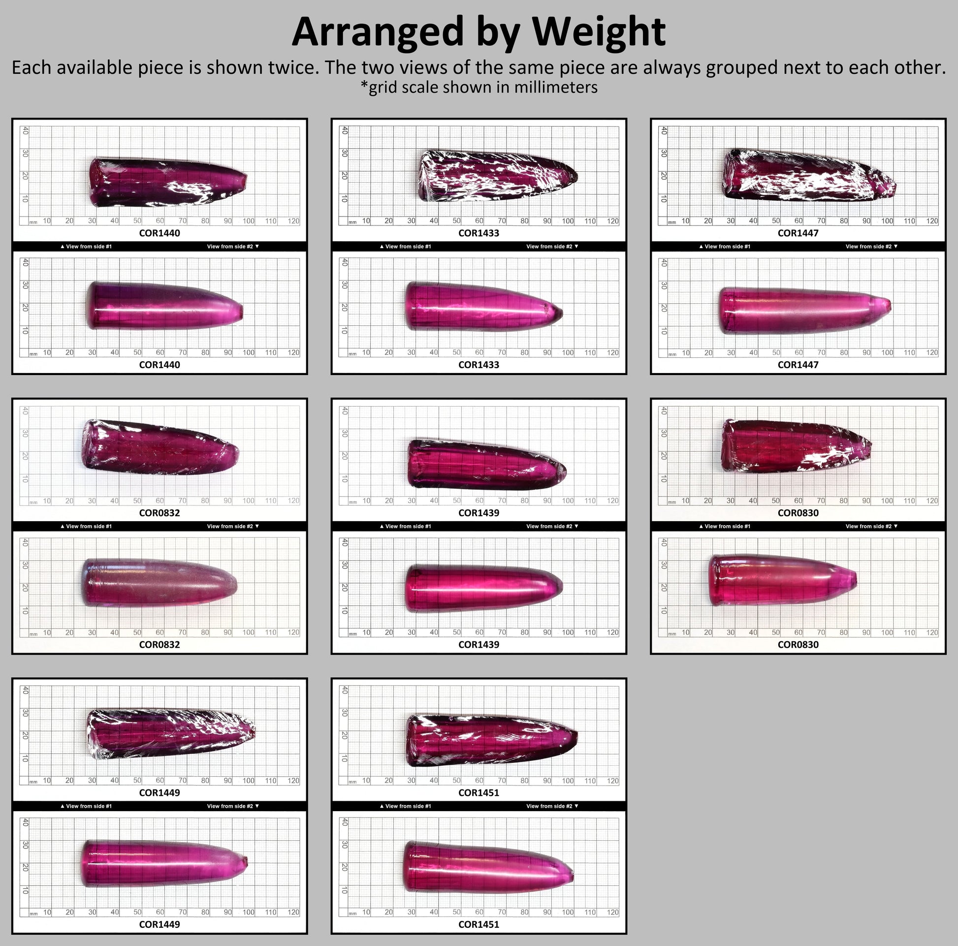 Purple #65 Lab Created Corundum Sapphire Faceting Rough for Gem Cutting - Various Sizes - Split Boule #BEGIN