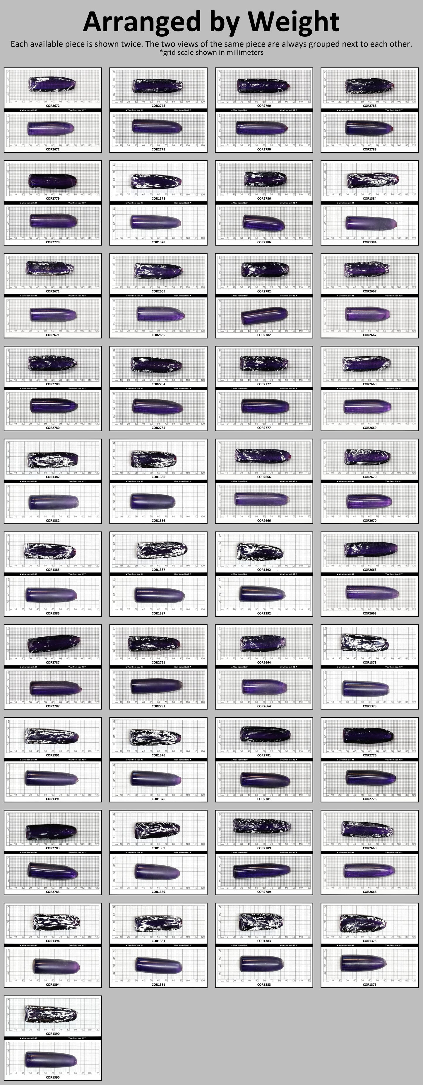 Purple Kunzite #60 Lab Created Corundum Sapphire Faceting Rough for Gem Cutting - Various Sizes - Split Boule #BEGIN