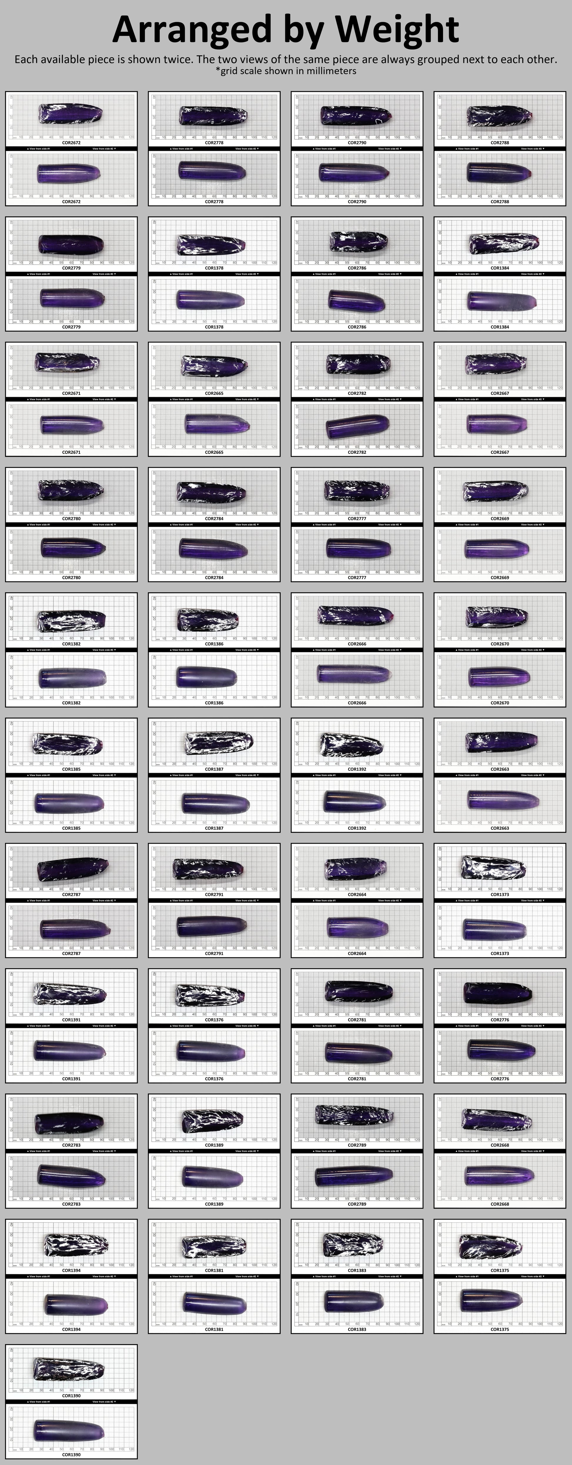 Purple Kunzite #60 Lab Created Corundum Sapphire Faceting Rough for Gem Cutting - Various Sizes - Split Boule #BEGIN