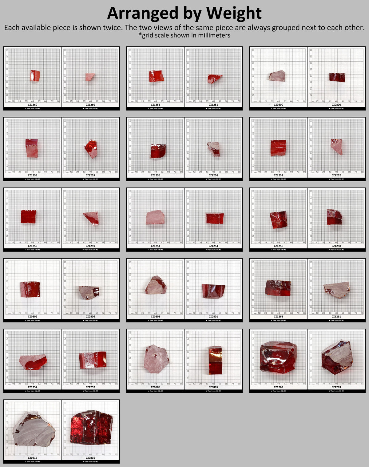 Red Cubic Zirconia Faceting Rough for Gem Cutting - Various Sizes : #BEGIN