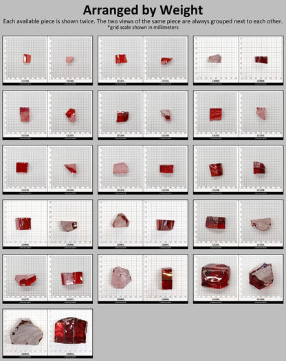 Red Cubic Zirconia Faceting Rough for Gem Cutting - Various Sizes : #BEGIN